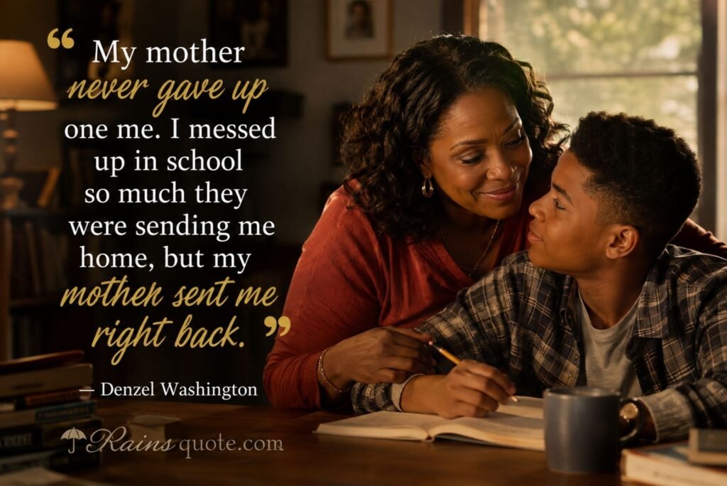 “My mother never gave up one me. I messed up in school so much they were sending me home, but my mother sent me right back.”