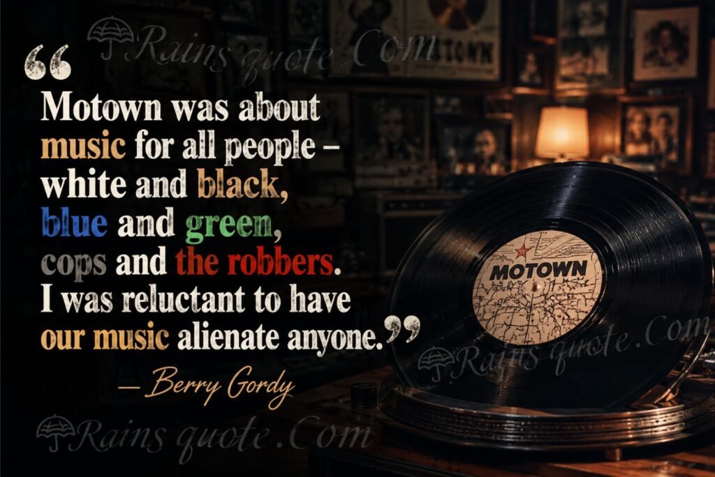 “Motown was about music for all people - white and black, blue and green, cops and the robbers. I was reluctant to have our music alienate anyone.”