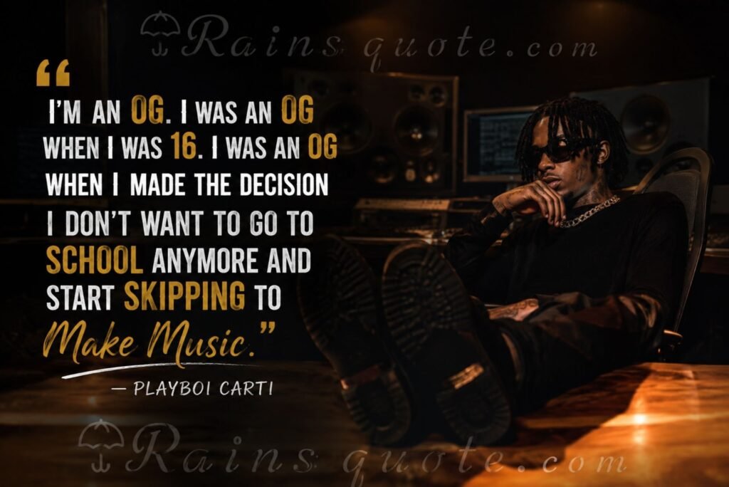 “I'm an OG. I was an OG when I was 16. I was an OG when I made the decision I don't want to go to school anymore and start skipping to make music.”