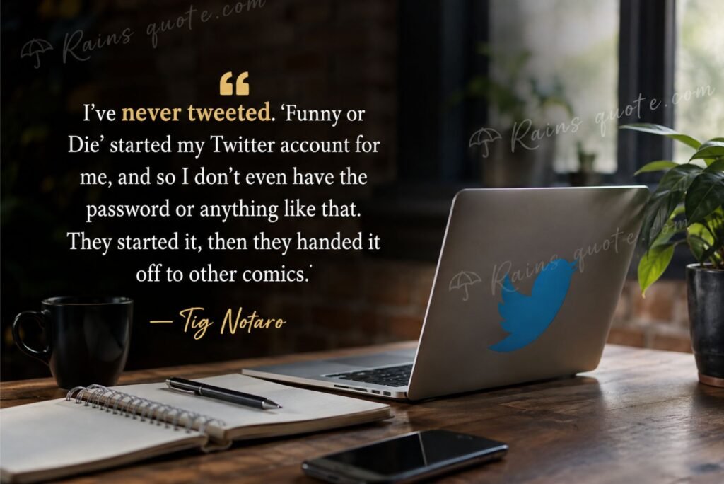 “I've never tweeted. 'Funny or Die' started my Twitter account for me, and so I don't even have the password or anything like that. They started it, then they handed it off to other comics.”
