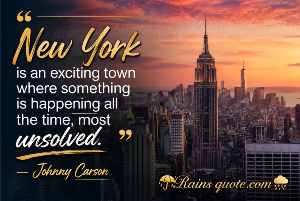 “New York is an exciting town where something is happening all the time, most unsolved.”