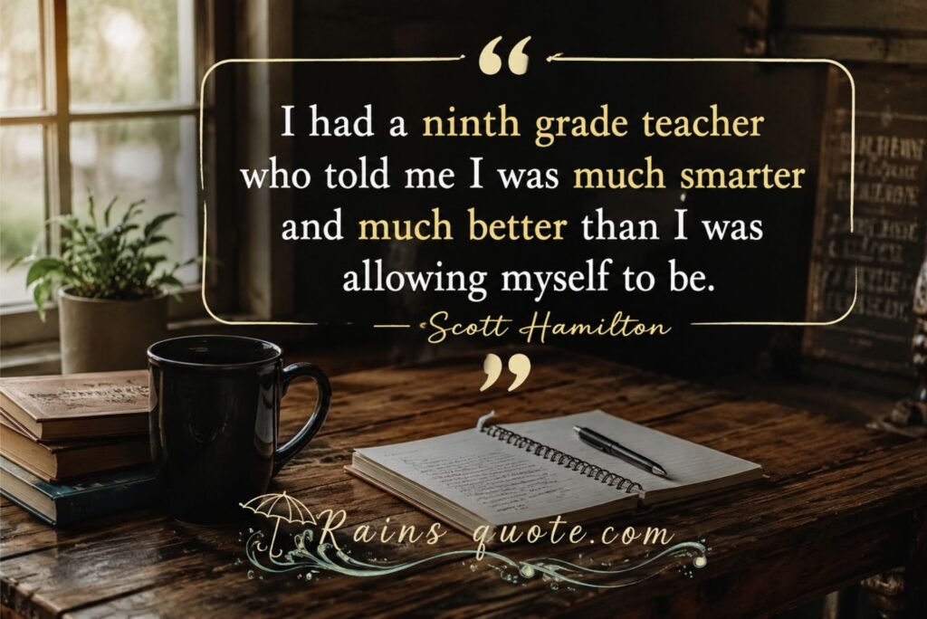 “I had a ninth grade teacher who told me I was much smarter and much better than I was allowing myself to be.”