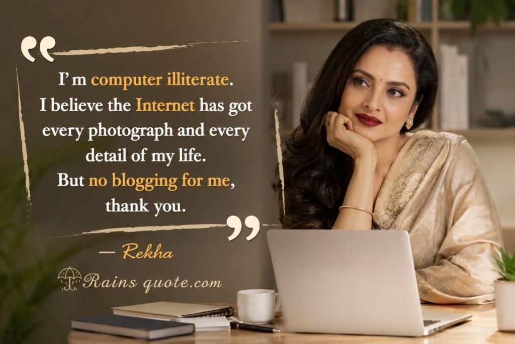 “I'm computer illiterate. I believe the Internet has got every photograph and every detail of my life. But no blogging for me, thank you.”