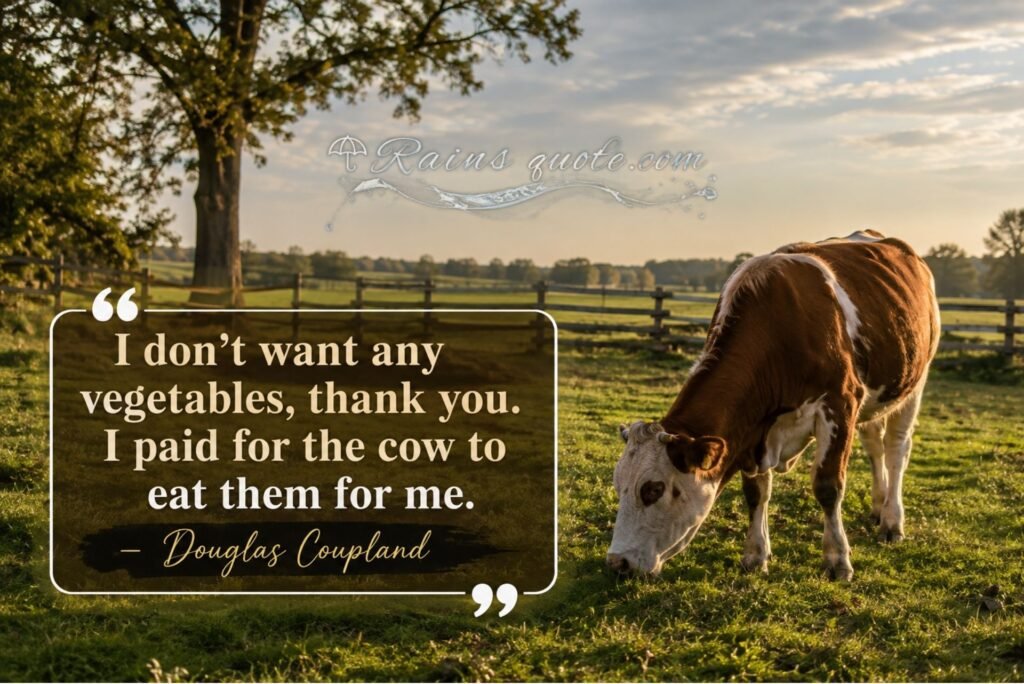 “I don't want any vegetables, thank you. I paid for the cow to eat them for me.”