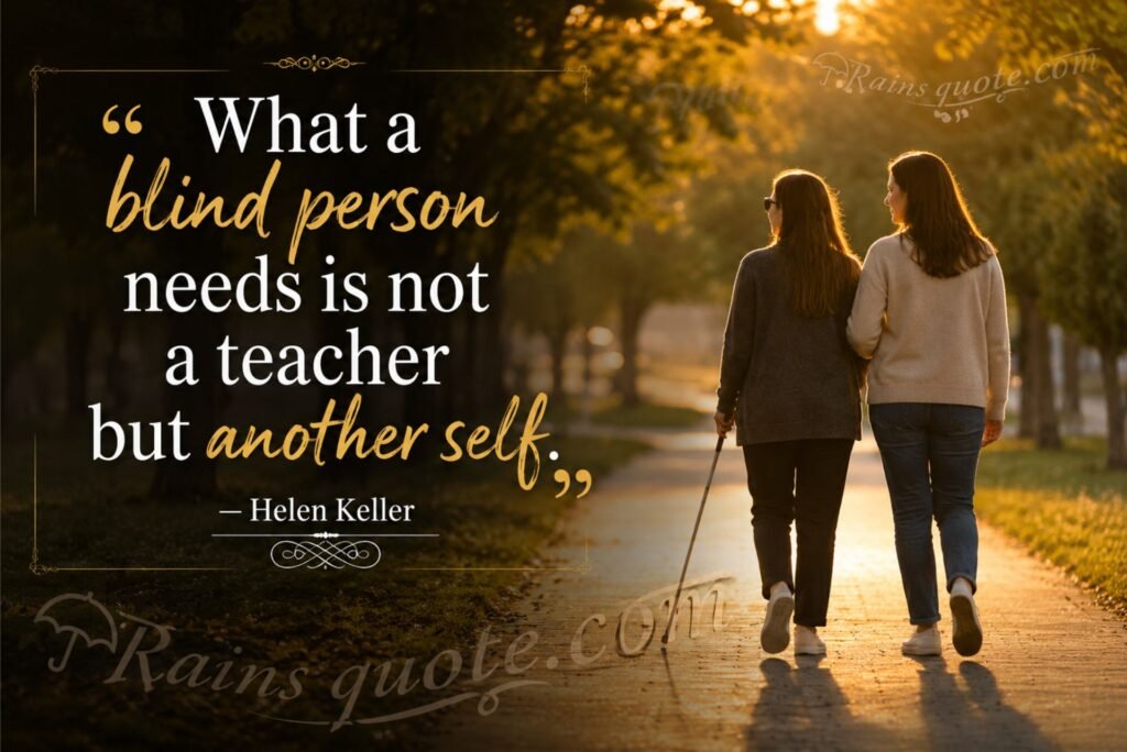 “What a blind person needs is not a teacher but another self.”