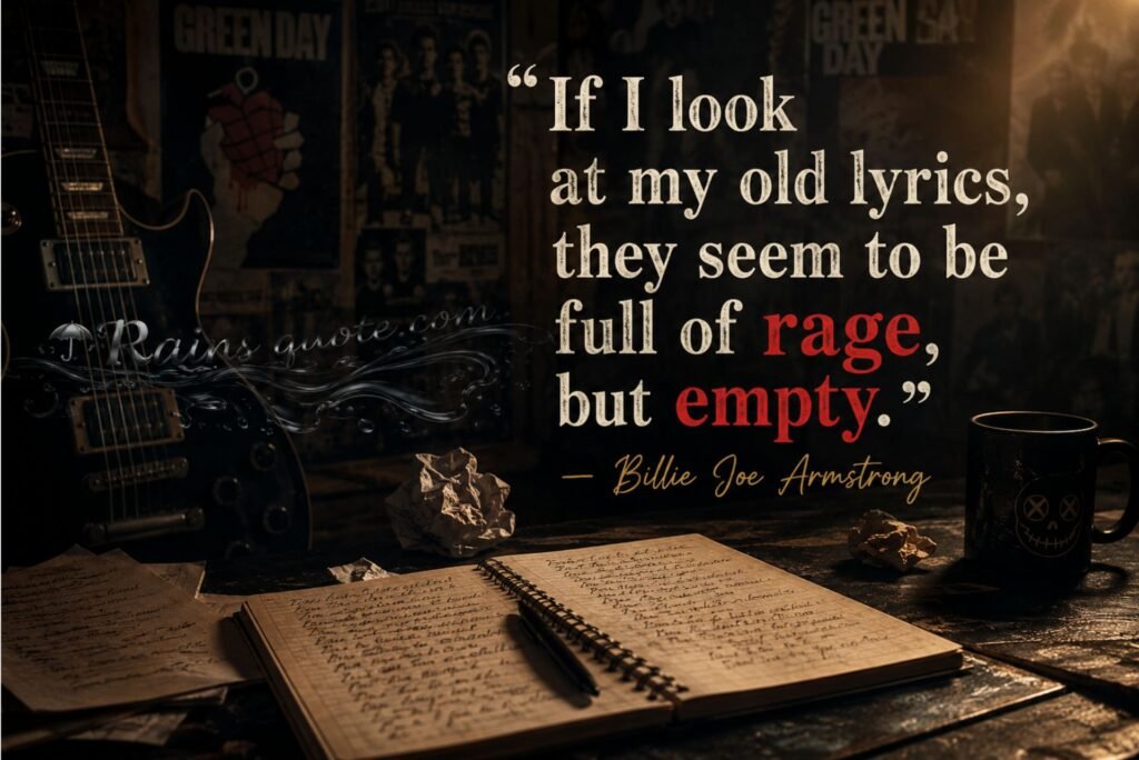 “If I look at my old lyrics, they seem to be full of rage, but empty.” 