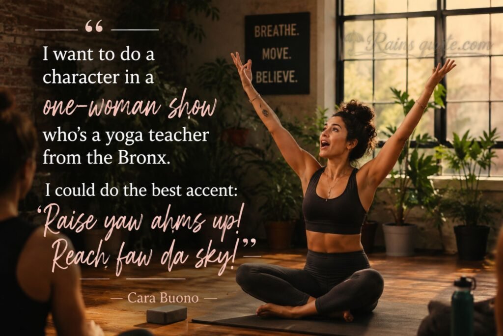 “I want to do a character in a one-woman show who's a yoga teacher from the Bronx. I could do the best accent: 'Raise yaw ahms up! Reach faw da sky!'”
