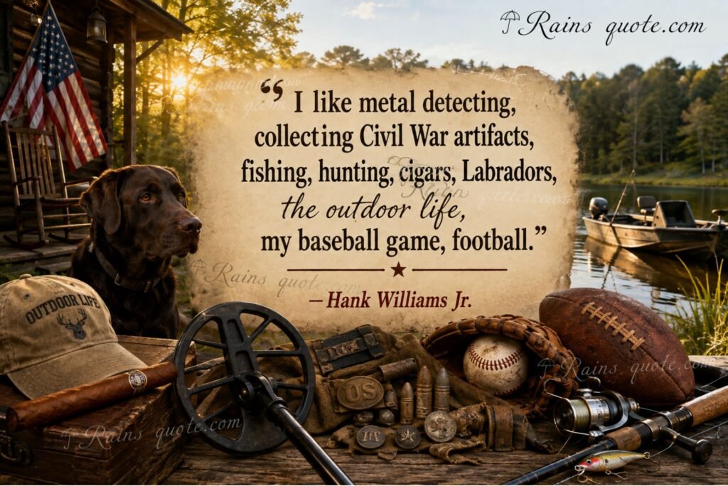 “I like metal detecting, collecting Civil War artifacts, fishing, hunting, cigars, Labradors, the outdoor life, my baseball game, football.”