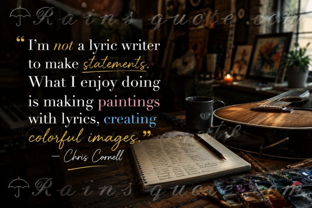 “I'm not a lyric writer to make statements. What I enjoy doing is making paintings with lyrics, creating colorful images.”