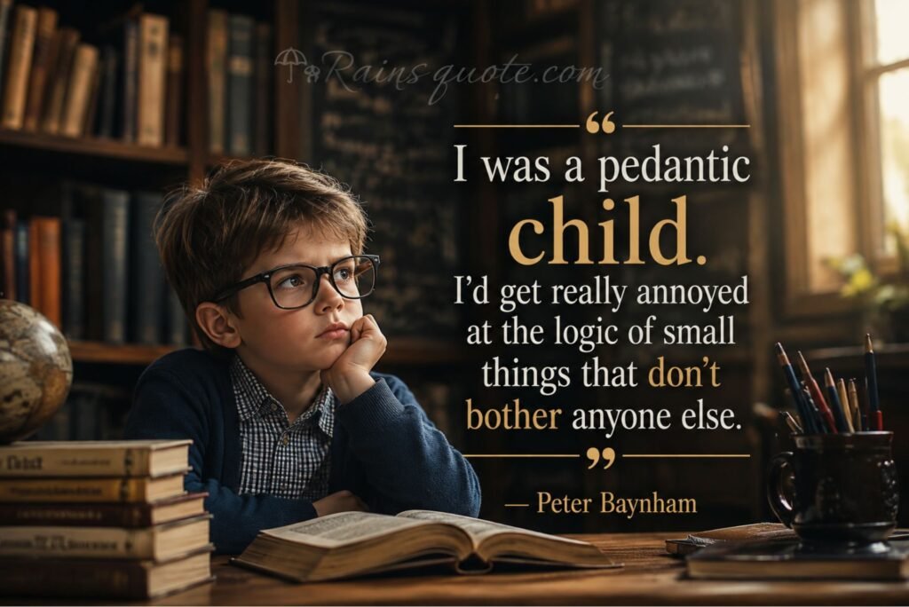 “I was a pedantic child. I'd get really annoyed at the logic of small things that don't bother anyone else.”