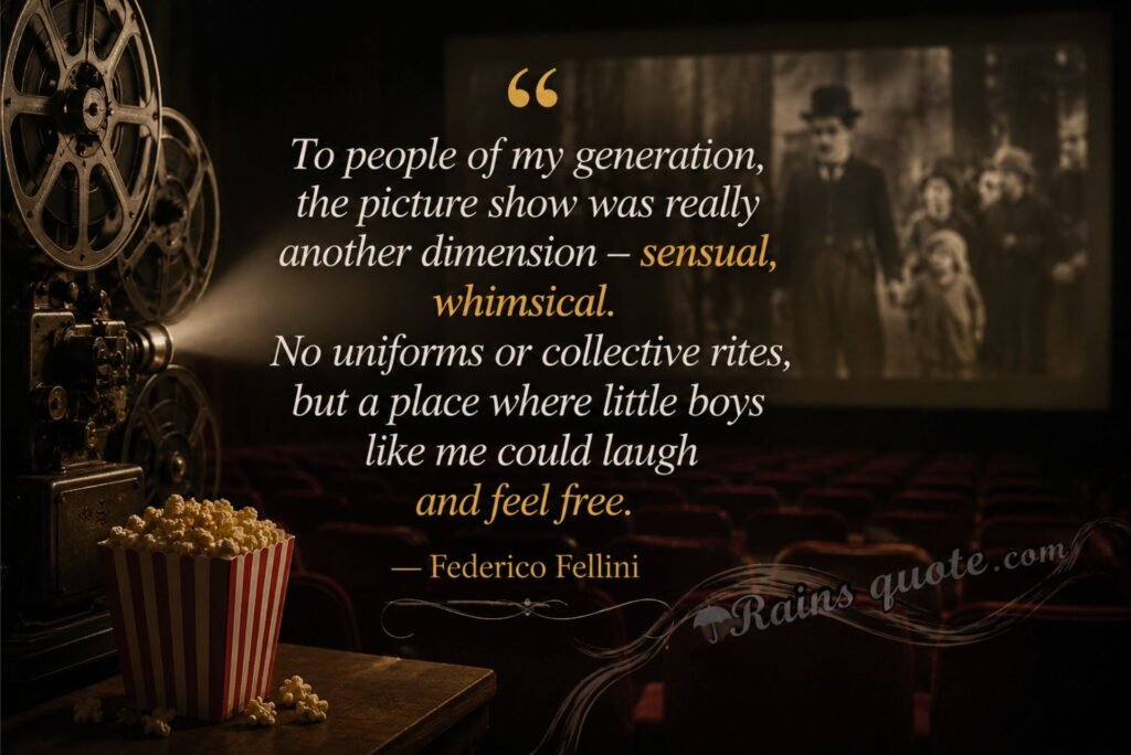 “To people of my generation, the picture show was really another dimension - sensual, whimsical. No uniforms or collective rites, but a place where little boys like me could laugh and feel free.”