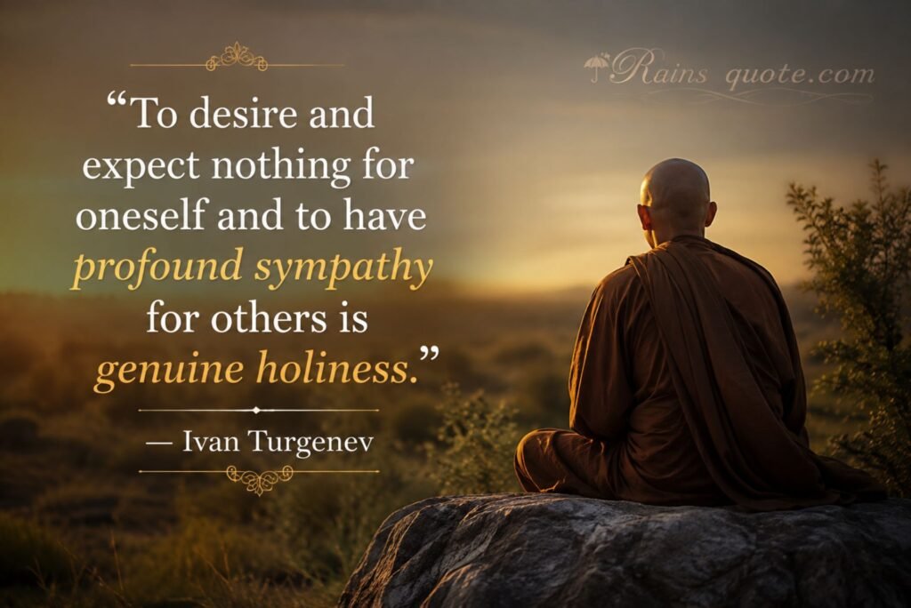 “To desire and expect nothing for oneself and to have profound sympathy for others is genuine holiness.”