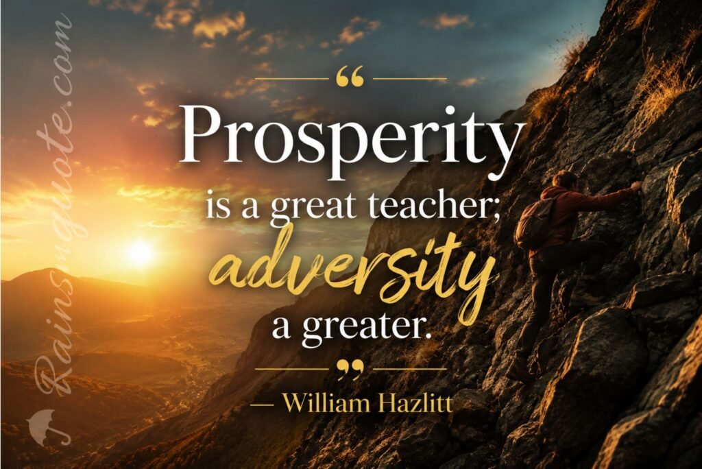 “Prosperity is a great teacher; adversity a greater.”