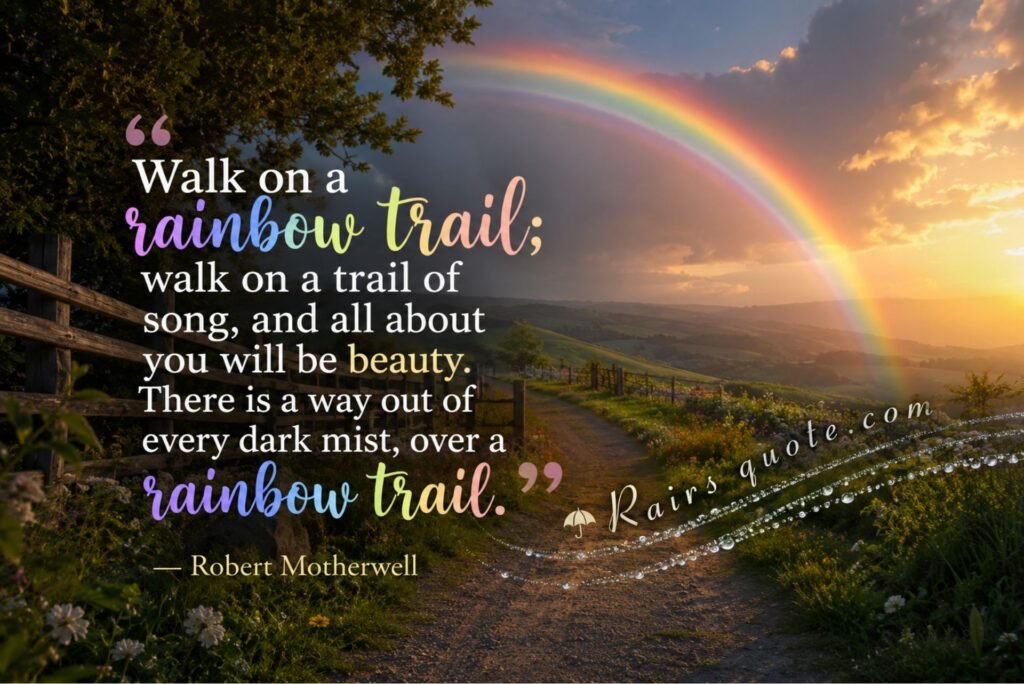 “Walk on a rainbow trail; walk on a trail of song, and all about you will be beauty. There is a way out of every dark mist, over a rainbow trail.”