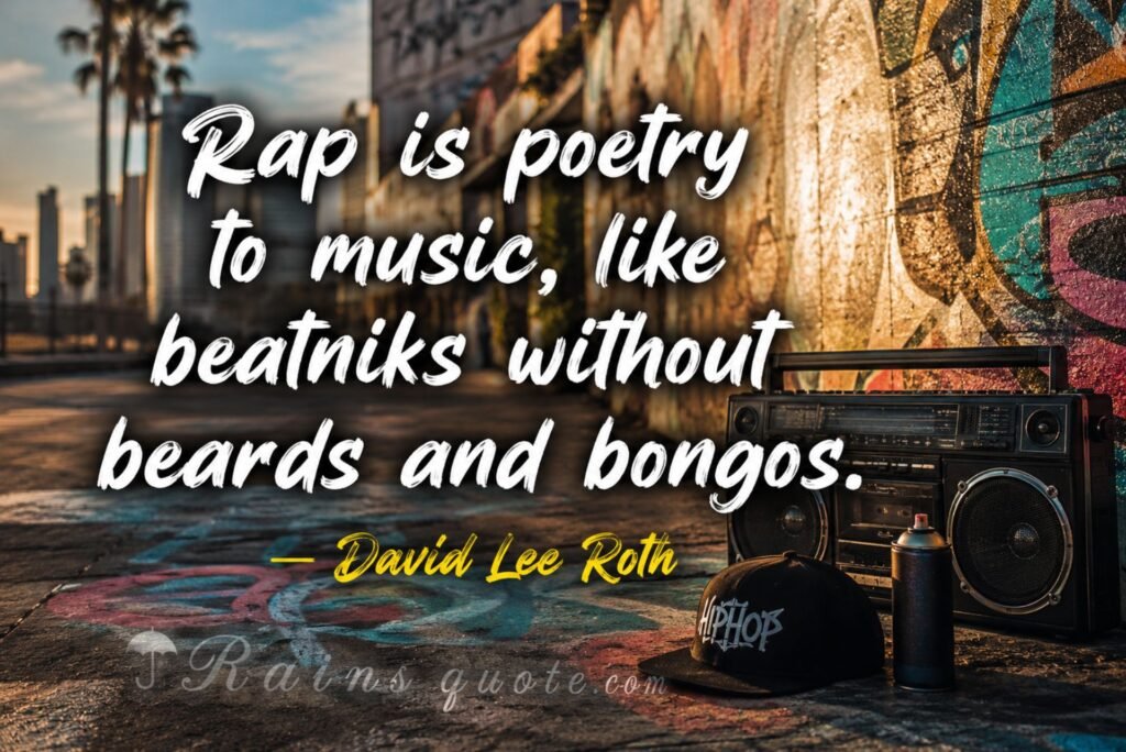 “Rap is poetry to music, like beatniks without beards and bongos.”