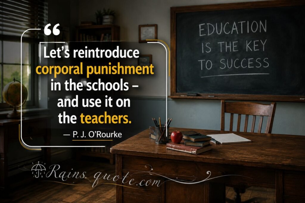 “Let's reintroduce corporal punishment in the schools - and use it on the teachers.”