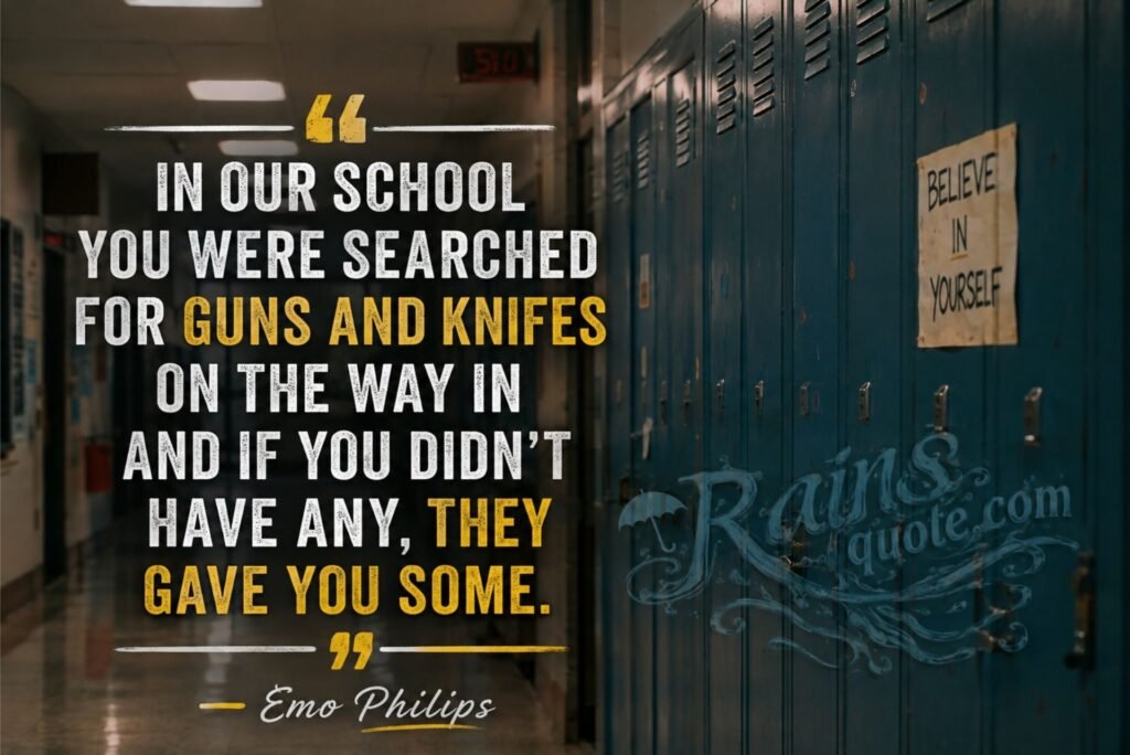 “In our school you were searched for guns and knifes on the way in and if you didn't have any, they gave you some.”