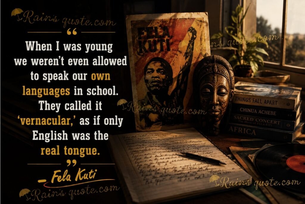 “When I was young we weren't even allowed to speak our own languages in school. They called it 'vernacular,' as if only English was the real tongue.”