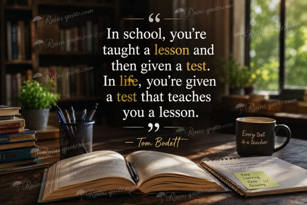 “In school, you're taught a lesson and then given a test. In life, you're given a test that teaches you a lesson.”