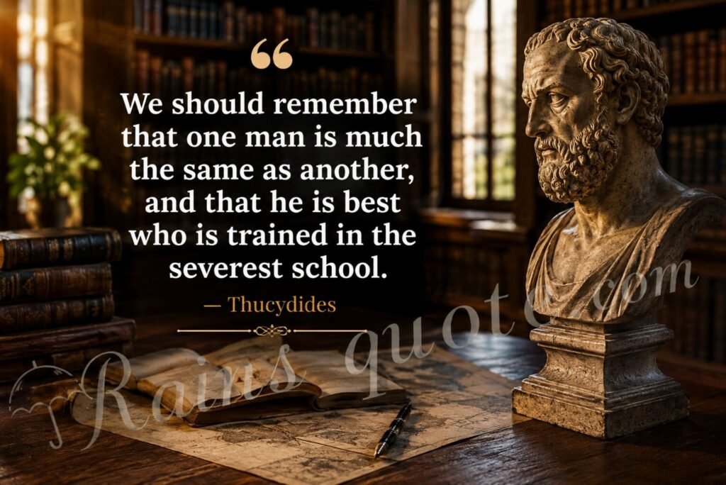 “We should remember that one man is much the same as another, and that he is best who is trained in the severest school.”