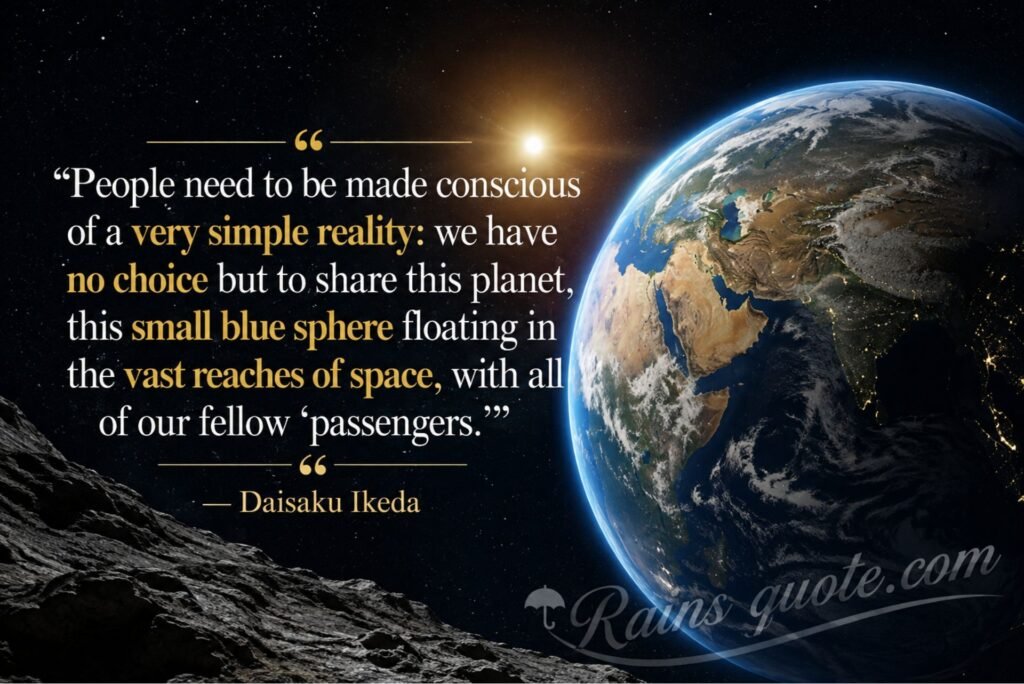 “People need to be made conscious of a very simple reality: we have no choice but to share this planet, this small blue sphere floating in the vast reaches of space, with all of our fellow 'passengers.'”