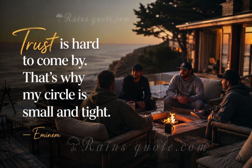 “Trust is hard to come by. That's why my circle is small and tight.”