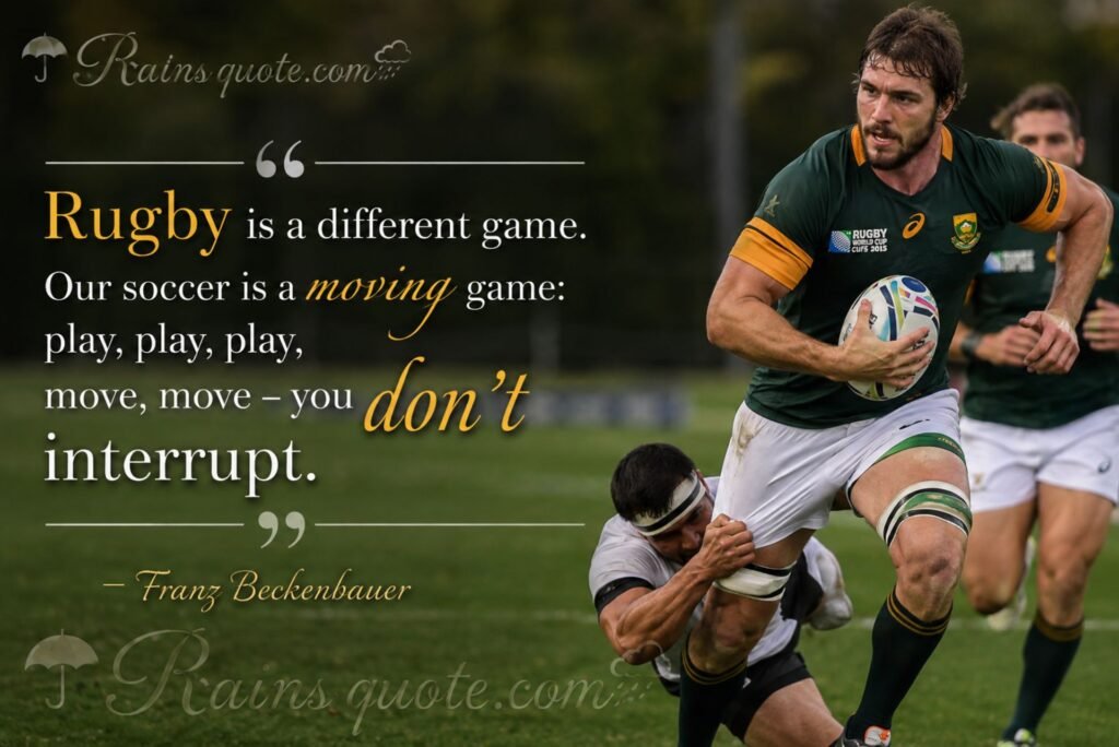 “Rugby is a different game. Our soccer is a moving game: play, play, play, move, move - you don't interrupt.” 