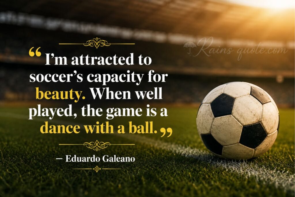 “I'm attracted to soccer's capacity for beauty. When well played, the game is a dance with a ball.” 
