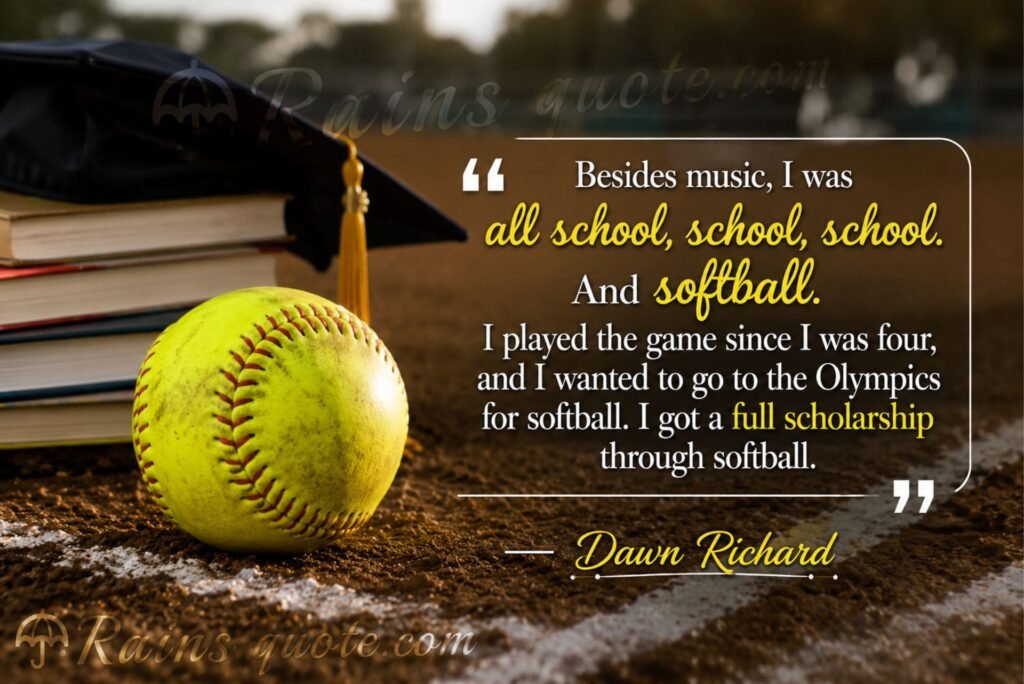 “Besides music, I was all school, school, school. And softball. I played the game since I was four, and I wanted to go to the Olympics for softball. I got a full scholarship through softball.”