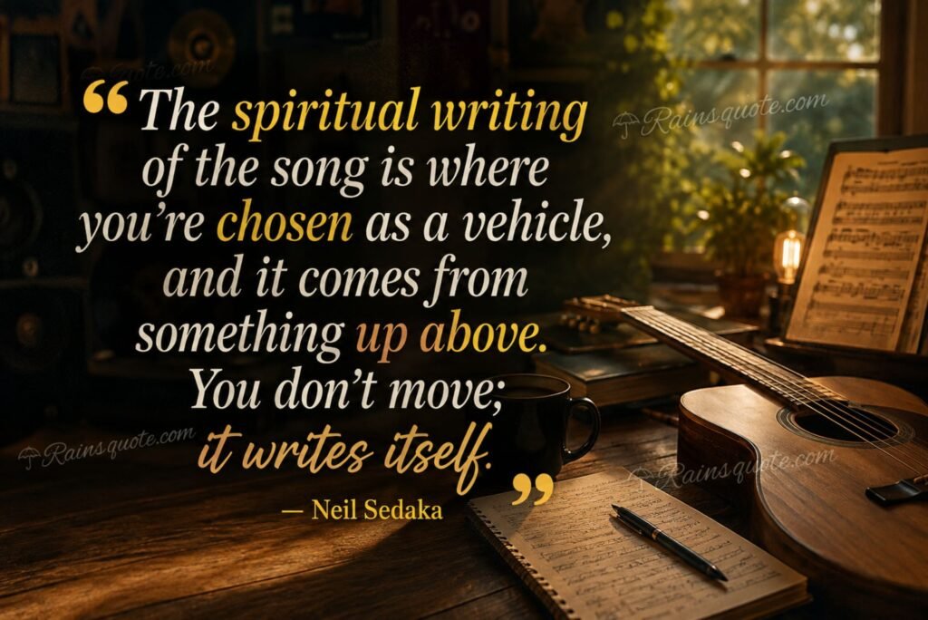 “The spiritual writing of the song is where you're chosen as a vehicle, and it comes from something up above. You don't move; it writes itself.”