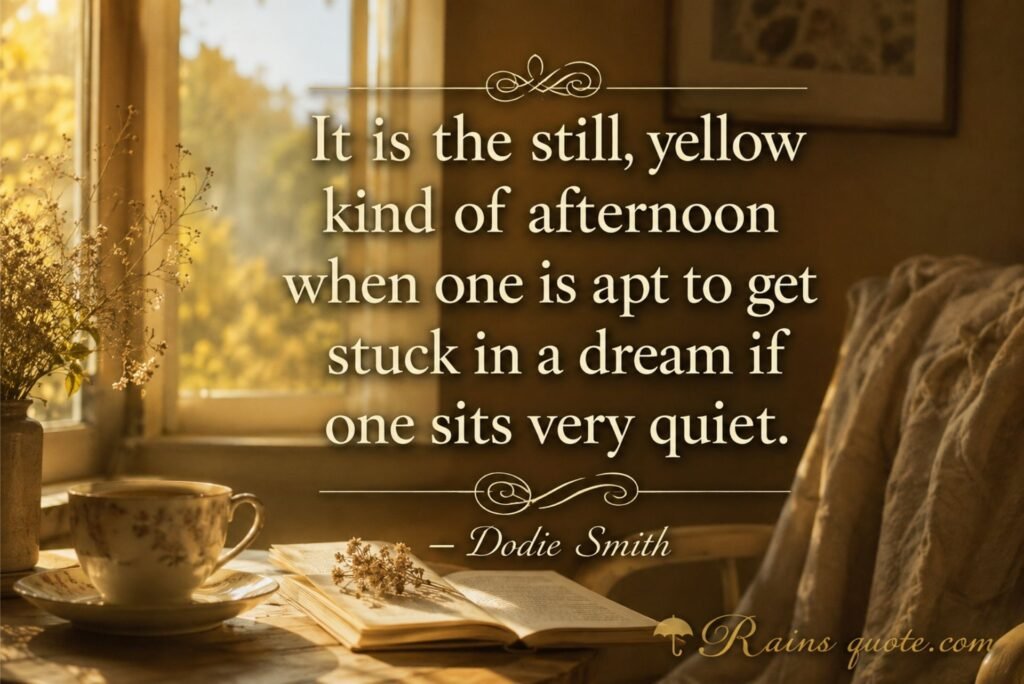 “It is the still, yellow kind of afternoon when one is apt to get stuck in a dream if one sits very quiet.”