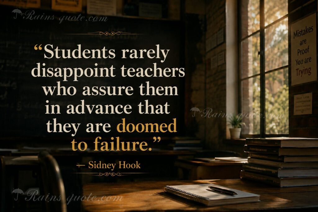  “Students rarely disappoint teachers who assure them in advance that they are doomed to failure.”