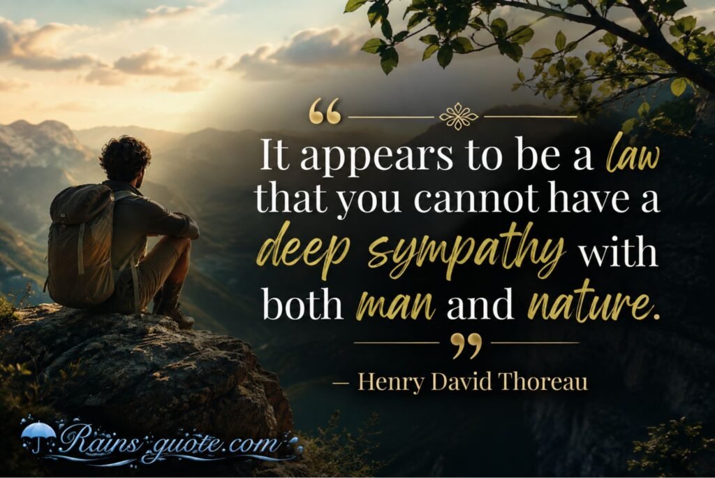  “It appears to be a law that you cannot have a deep sympathy with both man and nature.”