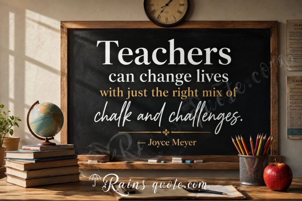 “Teachers can change lives with just the right mix of chalk and challenges.”
