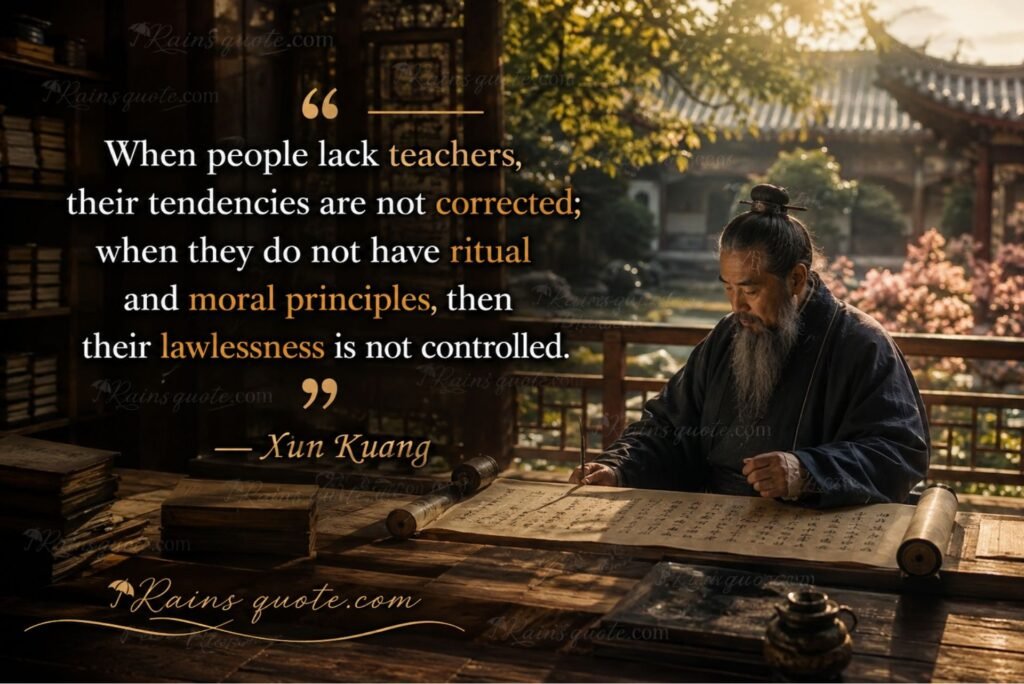 “When people lack teachers, their tendencies are not corrected; when they do not have ritual and moral principles, then their lawlessness is not controlled.”