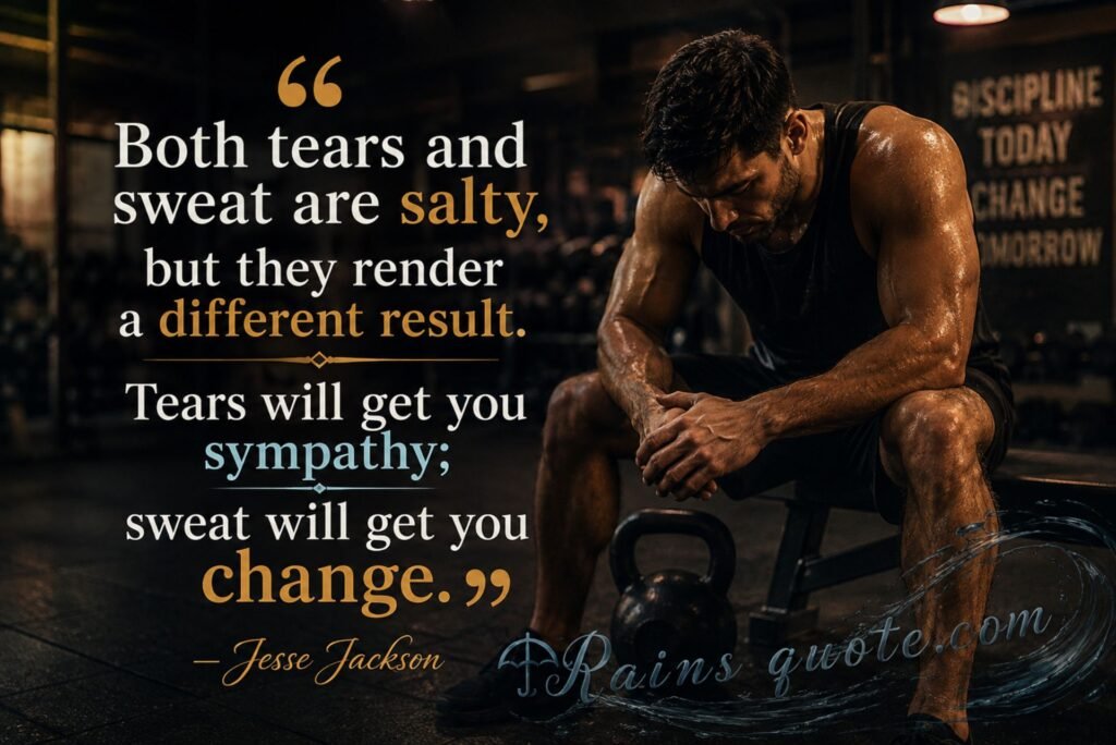 “Both tears and sweat are salty, but they render a different result. Tears will get you sympathy; sweat will get you change.”