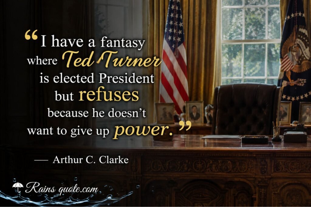 “I have a fantasy where Ted Turner is elected President but refuses because he doesn't want to give up power.”
