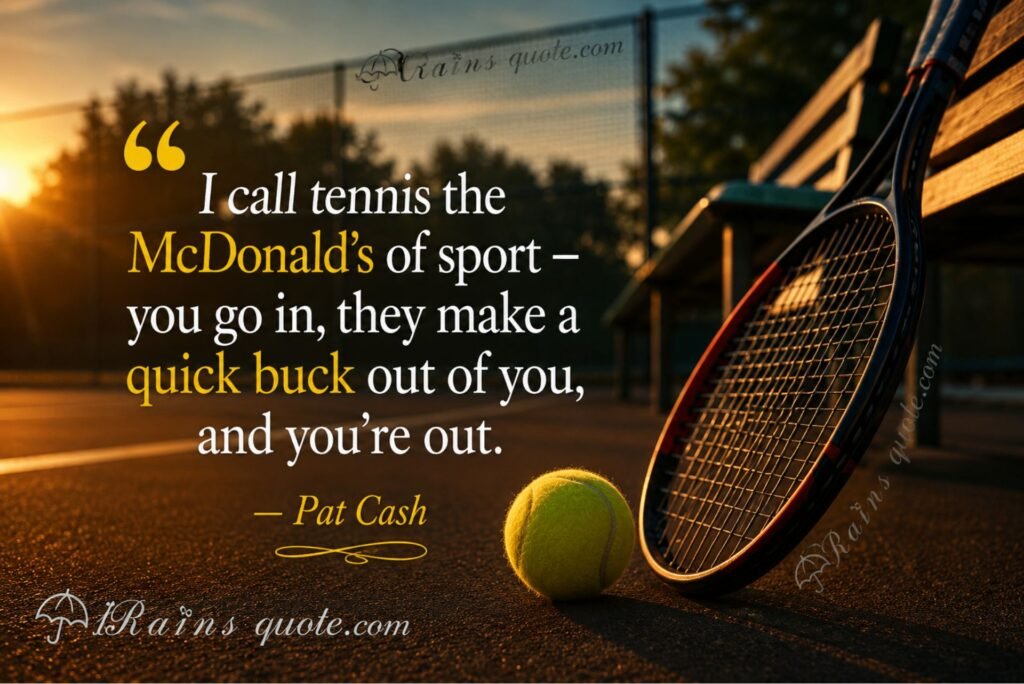 “I call tennis the McDonald's of sport - you go in, they make a quick buck out of you, and you're out.”