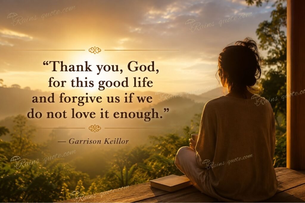 “Thank you, God, for this good life and forgive us if we do not love it enough.”