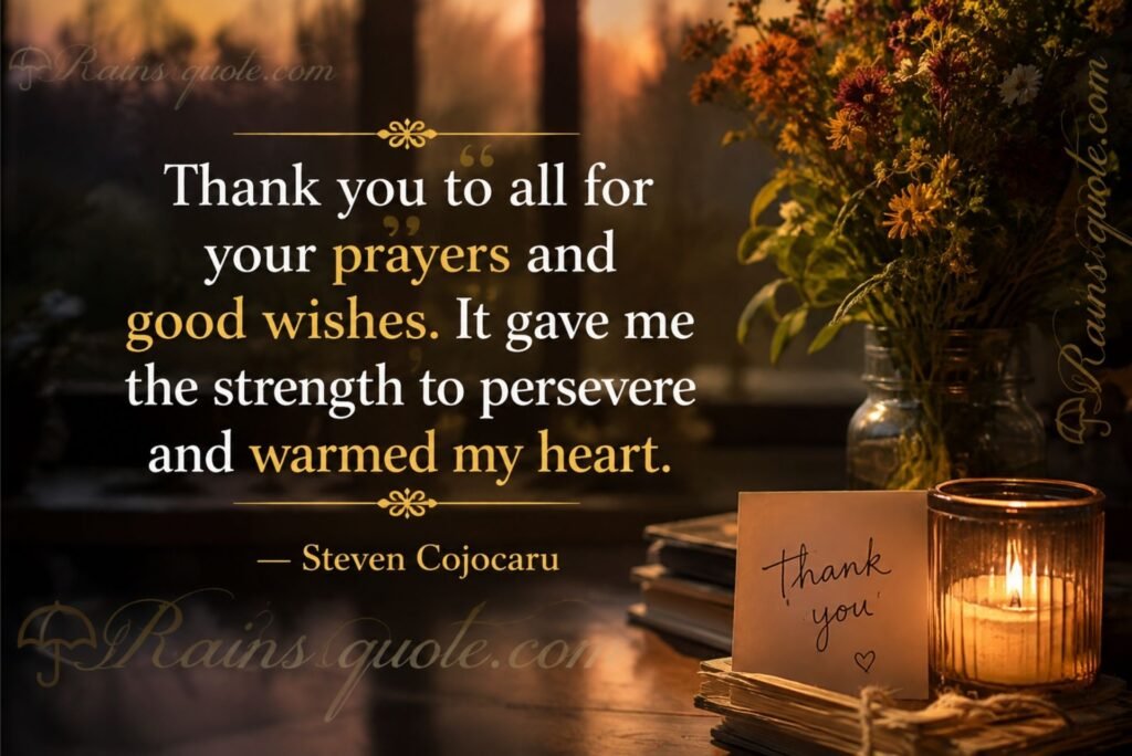 “Thank you to all for your prayers and good wishes. It gave me the strength to persevere and warmed my heart.”