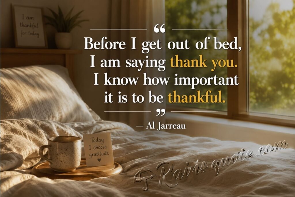 “Before I get out of bed, I am saying thank you. I know how important it is to be thankful.”