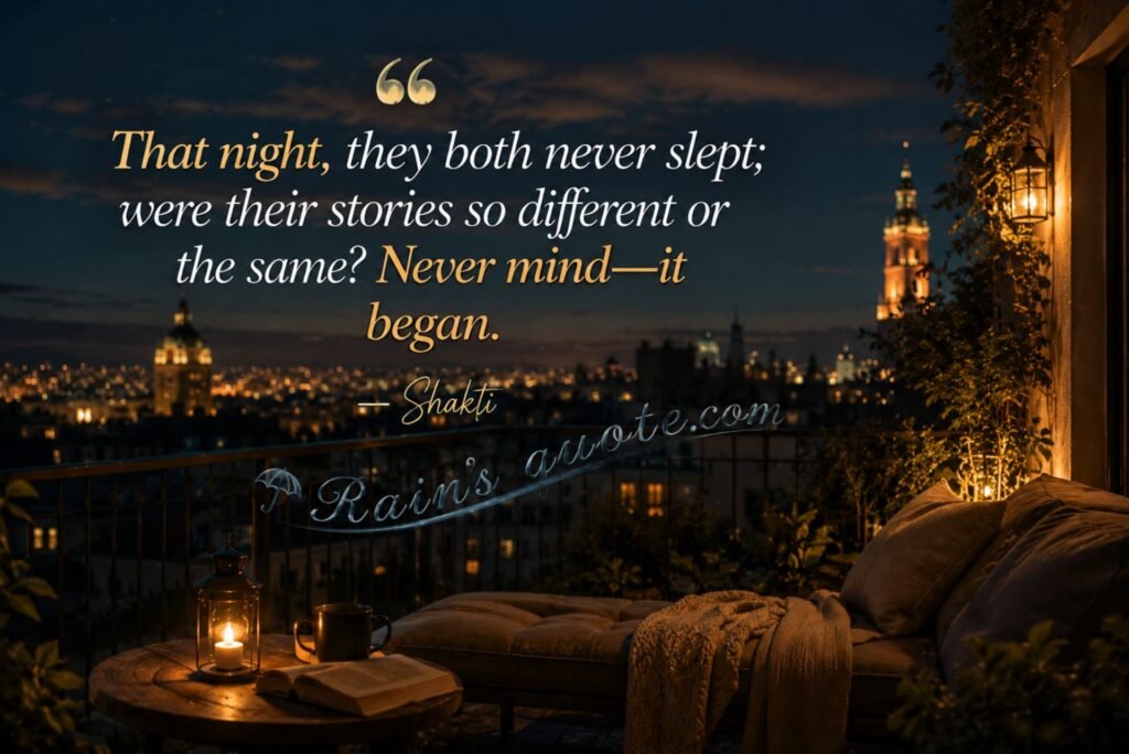  “That night, they both never slept; were their stories so different or the same? Never mind—it began.”
