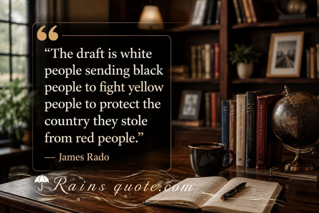 “The draft is white people sending black people to fight yellow people to protect the country they stole from red people.”