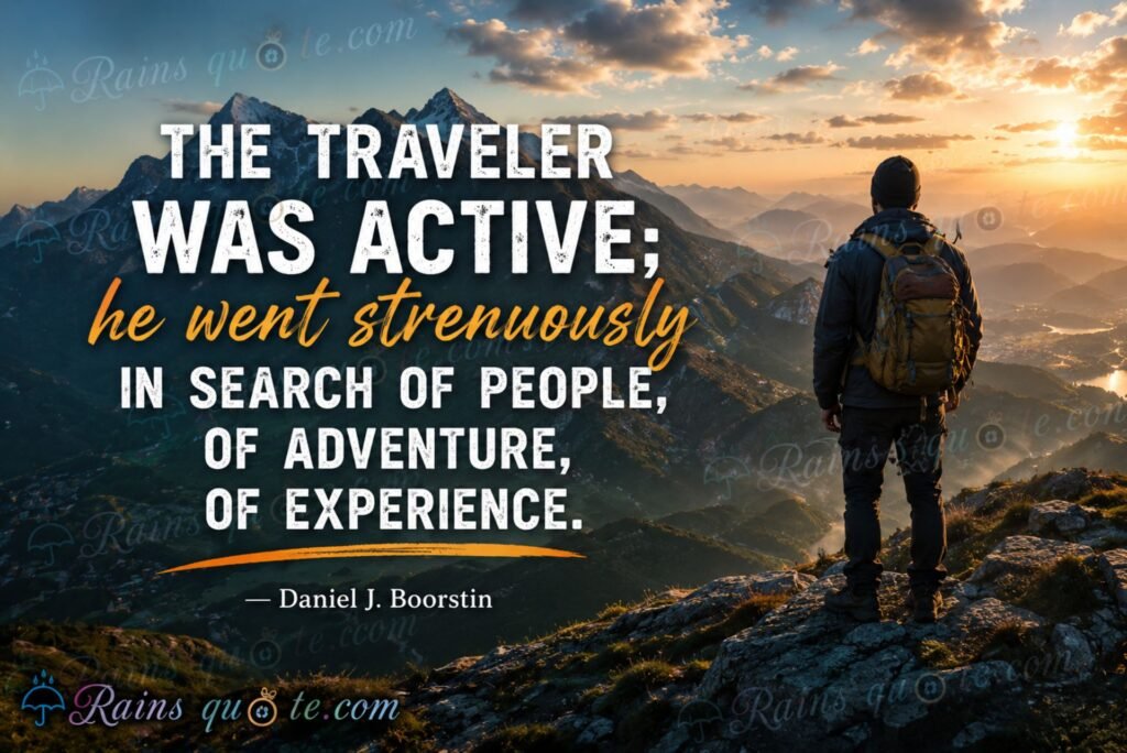 “The traveler was active; he went strenuously in search of people, of adventure, of experience.”