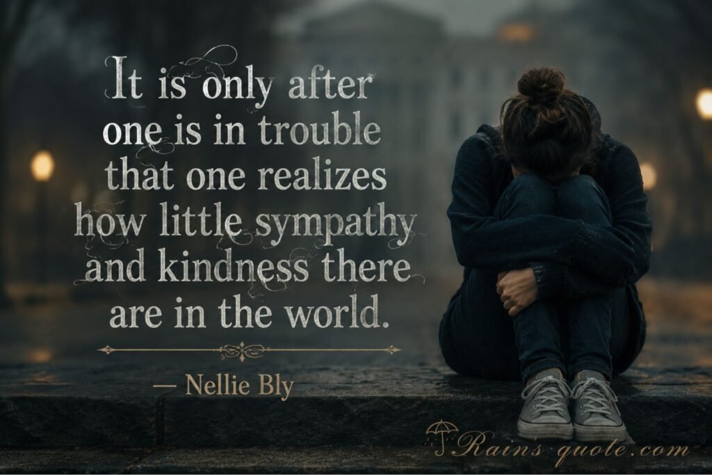 “It is only after one is in trouble that one realizes how little sympathy and kindness there are in the world.”