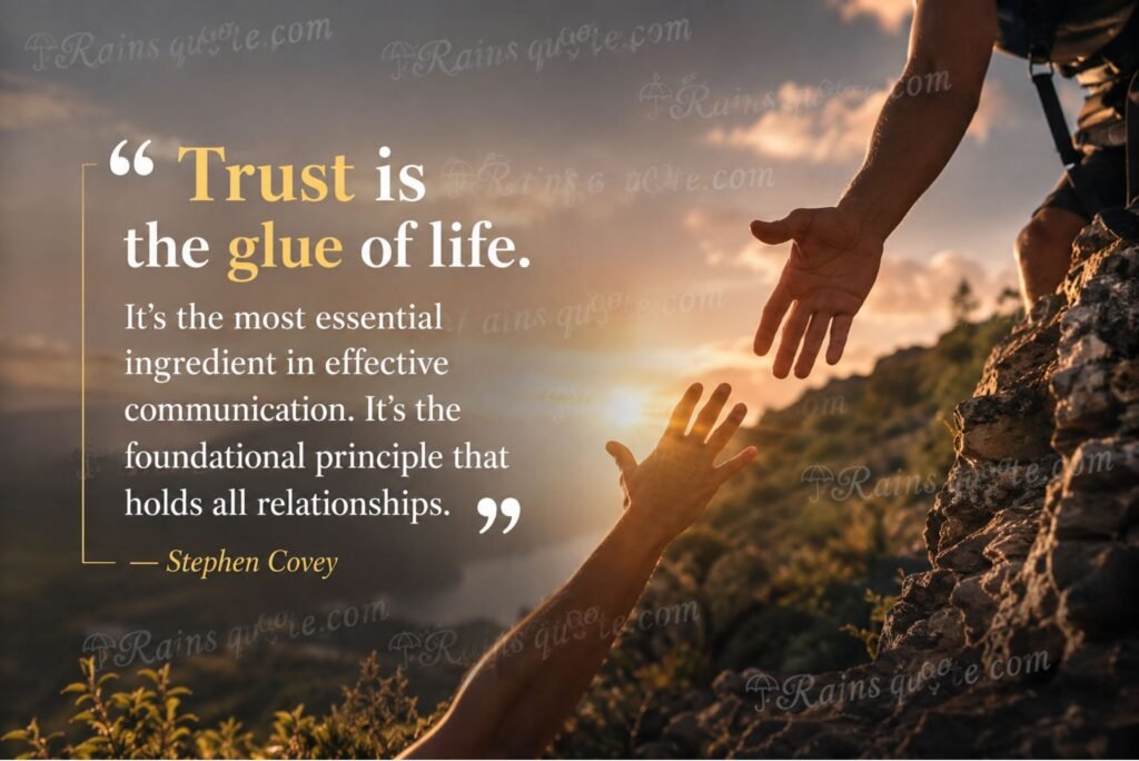 “Trust is the glue of life. It's the most essential ingredient in effective communication. It's the foundational principle that holds all relationships.” 