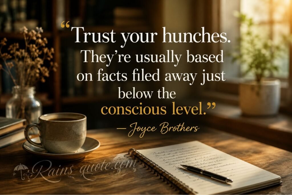 “Trust your hunches. They're usually based on facts filed away just below the conscious level.” 