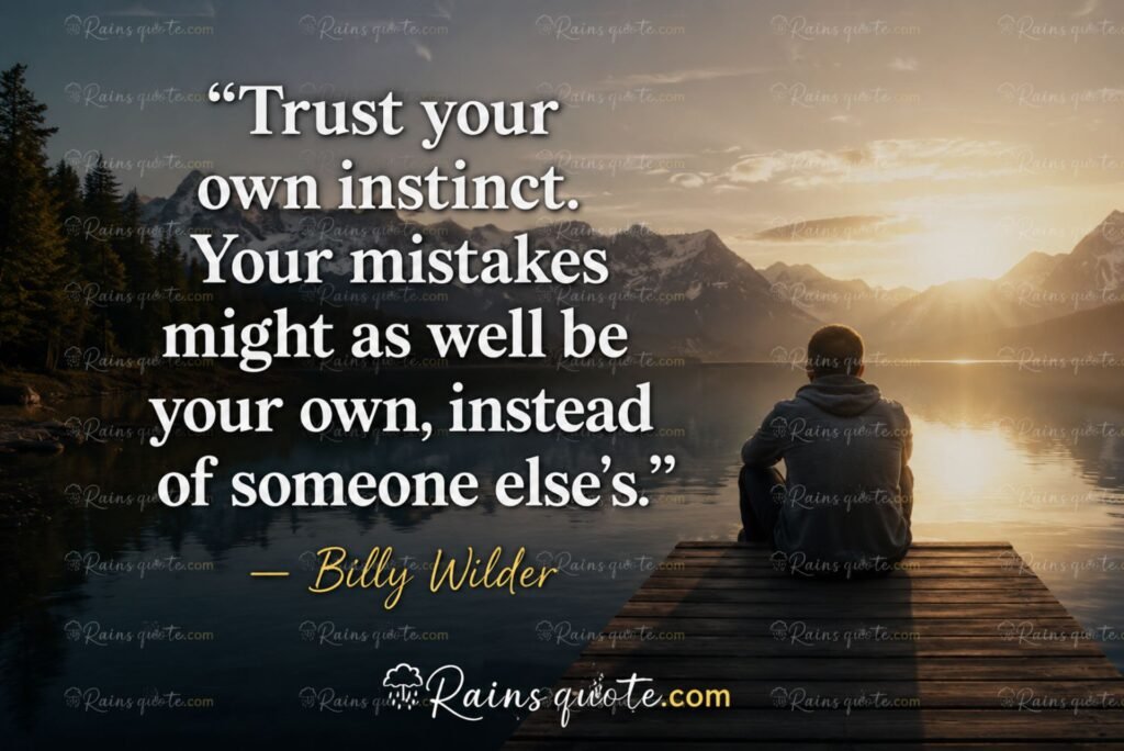 “Trust your own instinct. Your mistakes might as well be your own, instead of someone else's.” 