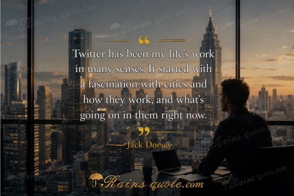 “Twitter has been my life's work in many senses. It started with a fascination with cities and how they work, and what's going on in them right now.”