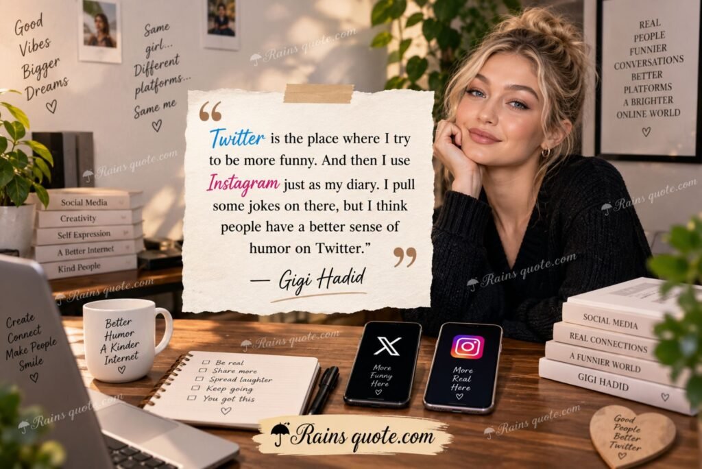 “Twitter is the place where I try to be more funny. And then I use Instagram just as my diary. I pull some jokes on there, but I think people have a better sense of humor on Twitter.”